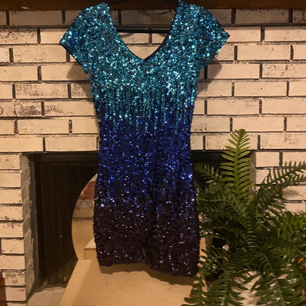 Blue mini cocktail dress